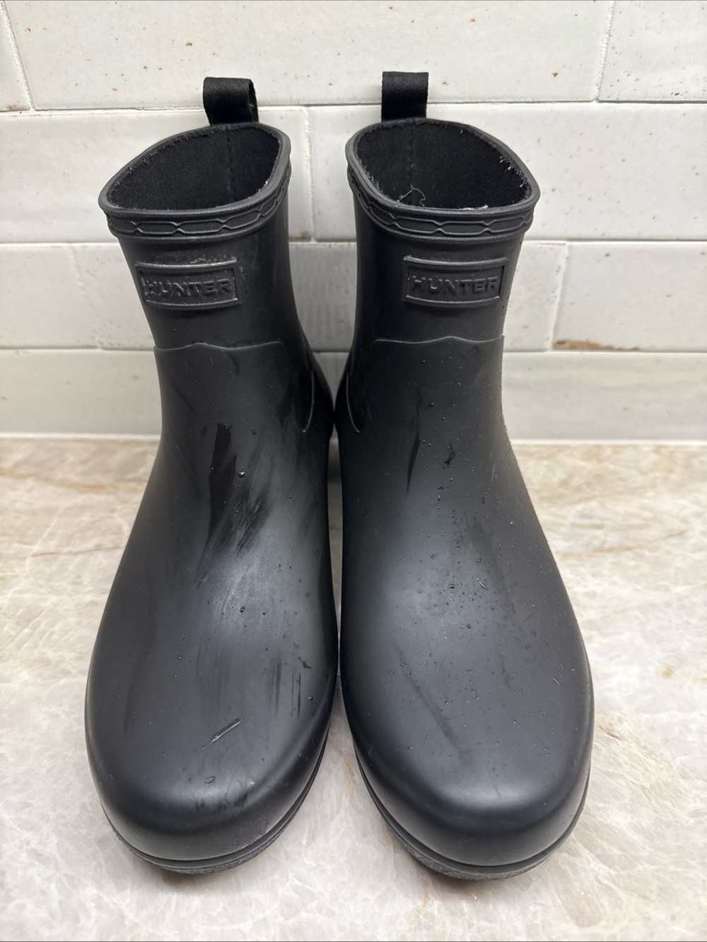Hunter Classic Black Ankle Boots az7